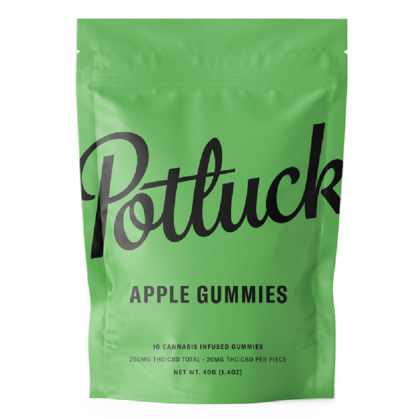 Potluck Extracts – Apple Gummies (1:1) – 100mg THC / 100mg CBD | BC Weed Edible Canada